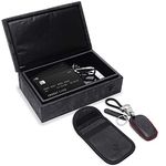 Faraday Box for Car Keys, Cell Phone, Credit-cards. + RFID Key Signal Blocker Box & Pouch. Faux Leather Exterior, Magnetic Lock, Anti Theft Security