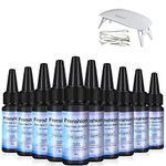 UV Resin Lamp Included-10 Pieces 30ML Upgrade 1 Minute Quick Cure! Hard Type Crystal Clear Epoxy Resin, UV Glue Ultraviolet Curing, Solar Cure Sunlight Activated Resin Clear Adhesive Glue