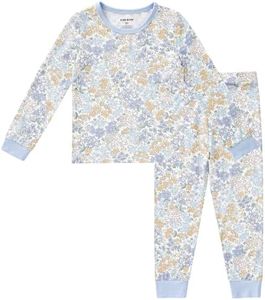 pureborn Toddler Viscose from Bamboo Pajamas Set Girls Pjs Blue Floral 4-5T