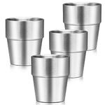 Offiper Metal Cup, 10 oz Insulated Tumbler, 4 Pack Double Wall Unbreakable Stackable Water Tumblers Vacuum Insulated Stainless Steel Cups Premium Drinking Glasses for Travel Camping Home Outdoor