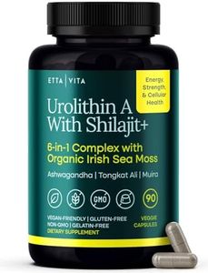 Urolithin-A Supplement with Shilajit, Sea Moss, Tongkat Ali, Ashwagandha - Supports Mitochondria, Cellular Energy, Hormones, Vitality, Focus, Anti-Aging & Metabolism - Vegan, 90ct