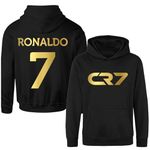 Ronaldo CR#7 Kids Hoodie Youth Football Jumper Inspired Ronaldo Jersey 2023 Kids Football Hoodie (7-8 YEARS) Black