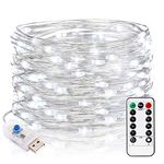 Mintlemon Fairy Lights 33ft 100 LEDs, 8 Lighting Modes Dimmable String Lights with Remote, USB Powered Twinkle Lights for Bedroom Garden Wedding Party Backdrop Tapestry Canopy Gazebo (White)