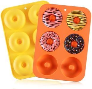 HAMMER IRON ALLEY 2PCS Donut Pan, HIA Silicone Donut Molds for Baking, Non-Stick Doughnut Pan for 6 Doughnuts, Heat Resistant, Dishwasher Microwave Safe (Orange+Yellow, Set of 2)