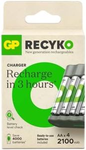 GP B441 Battery Charger + 4 AA Rechargeable Batteries 2100 mAh, Ideal for Everyday use | USB Charging, Speed Charging, Compact Design