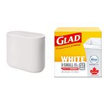 iDesign Cade Oval Slim Trash Can + Glad White Garbage Bags (X-Small 15 Litres) - Febreze Fresh Clean Scent