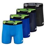 New Balance Men's Standard Mesh 5" No Fly Boxer Brief (4 Pack), Black(st)/Pigment(hl)/Bolt/Team Royal, Medium