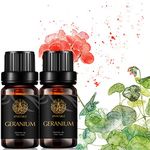 Geranium Essential Oil Set, 100% Pure Aromatherapy Geranium Scent Essential Oil Set for Humidifier, Diffuser, Massage, Therapeutic Grade Geranium Essential Oil Fragrance Kit for Home - 2x10ml