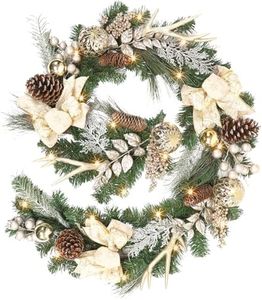 GarveeHome Christmas Garland for Mantle, 6 Ft Battery Operated Christmas Garland with Lights, Prelit Xmas Garland with Pine Cones Ball Ornaments for Indooor Outdoor Fireplace Stairs Decorations