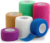 6 Pack, Self Adherent Cohesive Tape - 1” 2" 3" x 5 Yards Combo Pack, Self Adhesive Bandage Rolls & Sports Athletic Wrap for Ankle, Wrist, Sprains and Swelling, Vet Wraps in Neon Colors -