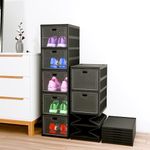 Kuber Industries Shoe Rack (5-Layer) Foldable Sneakers Box | Storage Organizer for Shoe, Slippers & Books | Storage Rack for Living Room | Multipurpose Cabinet Organizer | Matte Black