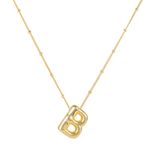 Bubble Letter Necklace, 14k Gold Plated Balloon Initial Necklace Personalized Balloon Alphabet Pendant Necklaces Jewelry Gift for Women Girls (B)