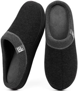 FamilyFairy Men's Comfy Washable House Shoes Breathable Cotton Jersey Memory Foam Slippers with Non-Slip Sole