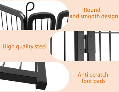 HOMIDEC 8-Panel Dog Pen, 60cm – Black Pet Play Fence