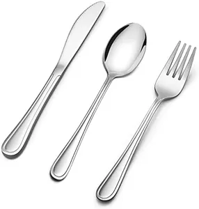 LIANYU 15-Piece Kids Silverware Set, Stainless Steel Toddler Utensils Flatware Set, Child Cutlery Tableware for 5, Include Knife Fork Spoon, Mirror Finished, Dishwasher Safe