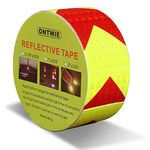 Arrow Reflective Tape 33ft x 2in, ONTWIE Conspicuity Reflective Warning Tape Transport Safety Roll Road Tape Night Reflection Arrow Marked High-adhesive Bright Safety Reminder Tool - Red/Yellow