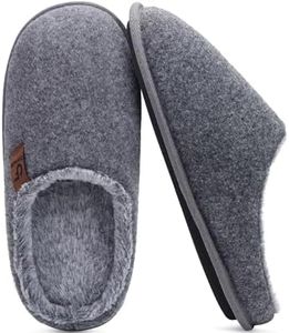 COFACE Unisex Mens Womens Warm House Slippers Cozy Memory Foam Scuff Slipper Slip On Lightweight Felt Bedroom Shoes With Indoor Outdoor Rubber Sole, Grey Size 6