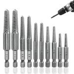 Xiciki 10 PCS Screw Extractor Drill Bit Set,1/4" Hex Shank Broken Screw Extractor, Bolt Extractor,Screw Remover And Extractor Bit Set for Removing Broken Bolts, Studs