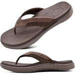 ONCAI Orthotic Flip Flops for Men,Comfort Arch Support Beach Sport Athletic Soft Thong Sandals with Yoga Foam Brown Size 9