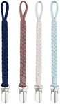 BASICSLIFE Dummy Clips for Baby boy, 4 Pack BPA Free Pacifiers Holders Leashes for Teether Toy or Soothie, Fits All Pacifiers Baby Teething Toys, (for Boy)