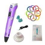 VCR Purple 3D Pen with USB Power | Pack of 3 x 3 Meters + Pack of 10 x 5 Meters in Length | Filament for 3D Pen - Adjustable Temperature for 1.75mm PLA - Perfect Pen for DIY Craft