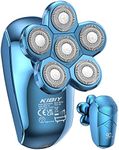 Electric Razor for Men, Kibiy Upgrade 5-in-1 Bald Head Shaver Cordless LED Mens Electric Shavers IPX7 Waterproof Wet Dry Rotary Shaver Grooming Kit with Beard Clippers (Blue)