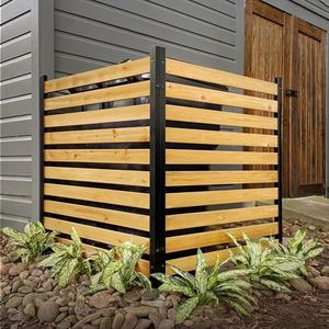 Enclo Privacy Screens EC18009 Charleston Wood Outdoor Privacy Fence Screen Slatted No-Dig Kit 38" W x 42" H, 2 Panels
