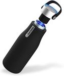 Philips Water GoZero UV Self-Cleaning Smart Water Bottle Vacuum Stainless Steel Insulated Water Bottle with Handle Double-Wall, Auto Cleaning, Keep Drink Hot or Cold, BPA Free, Black, 20oz