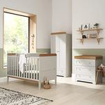 Tutti Bambini Rio 3-Piece Nursery Furniture Set - 2-in-1 Baby Cot Bed, Baby Changing Table with Drawers + Nursery Wardrobe for Baby Storage, Baby Furniture Set Nursery, Baby Storage (Dove Grey)