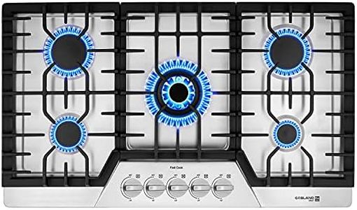 36" Gas Cooktop, GASLAND Chef PRO GH2365SF 5 Burner Gas Stove, 36 Inch NG/LPG Convertible Gas Cooktops, Gas Countertop Plug-in with Thermocouple Protection, Stainless Steel