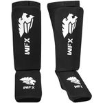 WFX Shin Guards for Kickboxing Leg Instep Protection Pads Muay Thai MMA Training Boxing Sparring Elasticated Padded Leg Foot Protector for Martial Arts karate BJJ Taekwondo Men Women (M, Black)