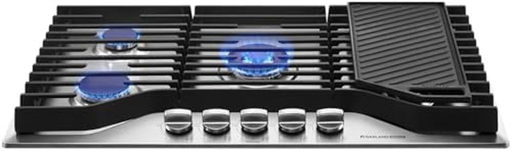 GASLAND Master 36 Inch Heavy Duty Gas Cooktop with Griddle PRO GH3905SS1FC with 5 Burners,CSA certified, 120V Plug-in, NG/LPG Convertible