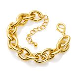 LANE WOODS Gold Bracelets for Women 14k Gold Plated Chunky Thick Large Link Chain Bracelet, 7 Inch, Metal