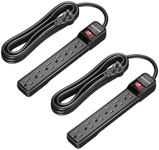DEWENWILS 2-Pack Power Strip Surge Protector,15 Ft Extra Long Extension Cord, Low Profile Flat Plug,15 Amp Circuit Breaker, 500 Joules, Wall Mount, Black, UL Listed