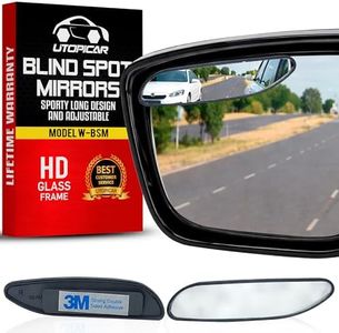 Utopicar Long Blind Spot Car Mirror Aesthetic Convex Mirrors 5.3” x 1.3” - Side Mirror Engineered Design - Up & Down Adjustable - Blind Spot Rear View Mirrors for Car (2-Pack)
