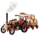 RoWood 3D Puzzles for Adults,Steam Train Building Kit,1:28 Scale Mechanical Steam Locomotive Model Kit,469PCS,Assembly Time 6H, Awesome Gifts for Adults&Teens