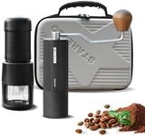 STARESSO Camping Coffee Maker Grinder Set,Travel Hand Press Espresso Maker Grinder Kit,Portable Espresso Machine w Capsule,French Press Exprsso Maker for Coffee Lover RV Sailing Gift