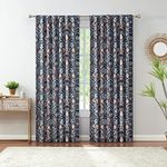 Indigo Ink | Dacha Collection | Navy Ogee Rod Pocket Blackout Curtain Panel, 52" x 84"