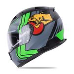 Ignyte IGN-7 Targa ISI/DOT Certified Full Face Helmet (X-Large 620 MM, Matt Black Green with Anti Fog Clear Visor)