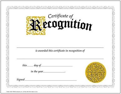 Certificate of Recognition (Large) - 30 pack