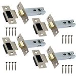 Tubular Latches Mortice Door Latch | Satin Nickel | 3 Inch / 78mm | Pack of 4