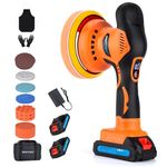 Protmex Cordless Car Buffer Polisher, 6IN Car Buffers And Polishers Kit, 6 Variable Speed Car Polishing Kit, 2*21V 1.5Ah Batteries Cordless Polisher For Car Detailing/Polishing/Waxing/Scratch Removing