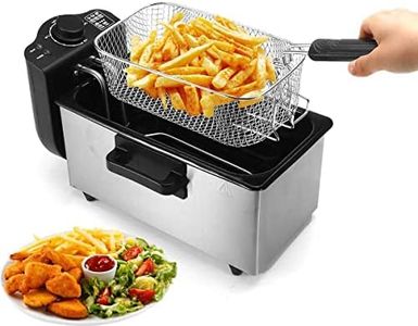 Electric Deep Fryer 3L Capacity 2000W Stainless Steel Exterior Fryer Adjustable Temperature & Indicator Lights with Removable Basket, Detachable Lid & Handle Easy Clean