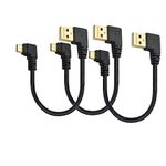 Micro USB Data Cable 5.9 inch 90 Degree Left Angle Nickel Plated Short USB 2.0 A-Male 4 Pin to Left Angle Micro-B-5 Pin for Syncing Charging Smartphones,GPS,External Hard Drives (3 Pack)