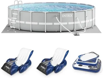 Intex 20ft x 52in Outdoor Prism Frame Above Ground Swimming Pool Set with Cartridge Filter Pump, 2 Lounger Float Chairs and Inflatable Cooler with Lid