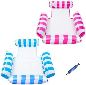 MEMOVAN Pool Float Water Hammock 2pcs Swimming Pool Floating Chair Lounger 4 in 1 Inflatable Hammock (Saddle, Lounge Chair, Hammock, Drifter) Water Sofa Swimming Hammock Lounge for Adults Kids