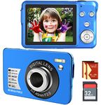 Digital Camera, Compact Kids Camera with SD Card 48MP 2.7K/20FPS 2.7-inch Screen LCD Anti-shake Photoflash Selfile For Children Teens Beginners Gift (Blue)