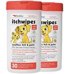 Petkin Anti Itch Wipes for Dogs and Cats, 60 Wipes, 2 Pack - Soothes Hot Spots, Skin Irritations and Scratching - Bitter Taste Stops Licking and Chewing - Super Convenient, Ideal for Home or Travel