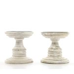 Hosley's Set of 2 White Wood Pillar Holders - 5" High. Ideal Gift for Weddings, Special Occasion, Spa, Aromatherapy Settings, Candle Gardens W1