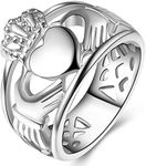 Jude Jewelers Stainless Steel Heat Shaped Claddagh Ring Statement Promise Anniversary (Silver, 12)